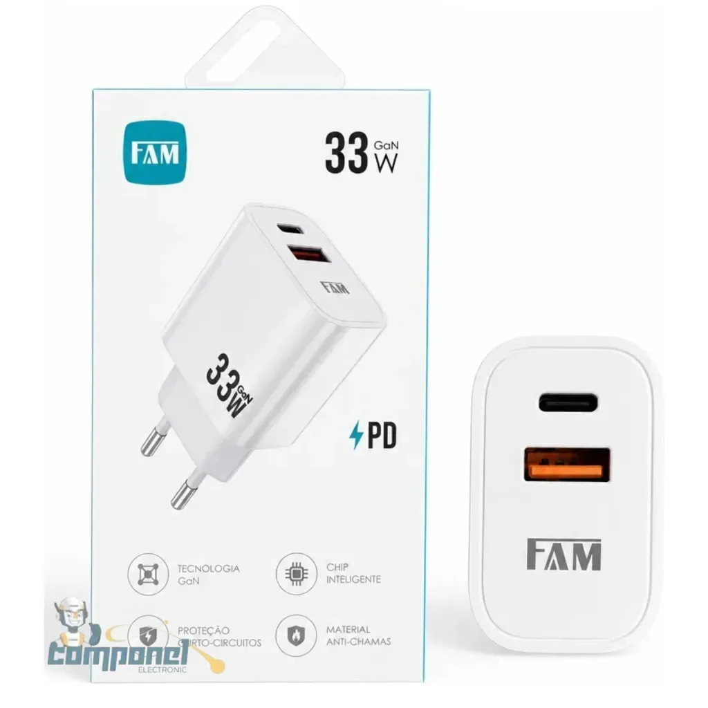 CARREGADOR RÁPIDO 33W GaN FCA-PD37